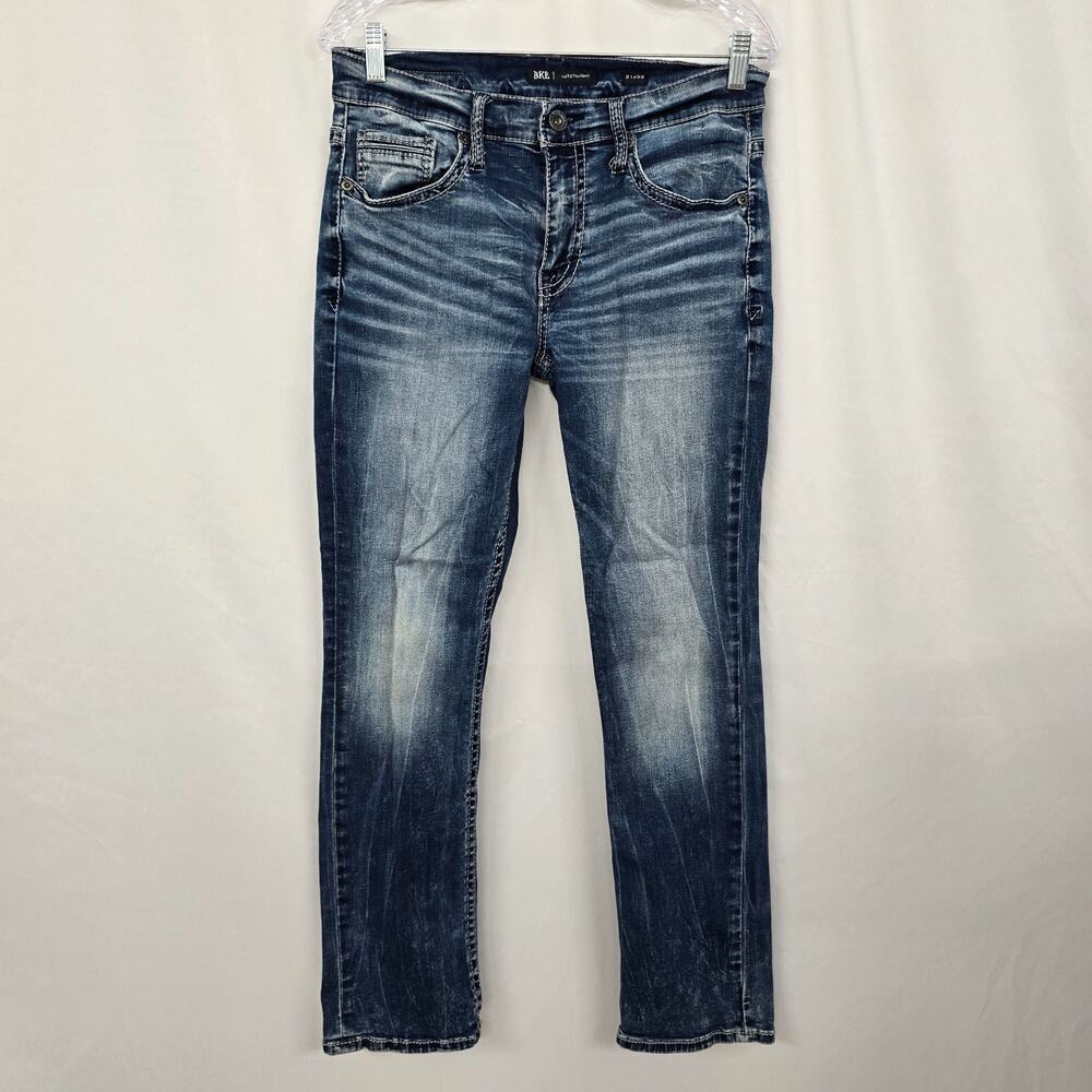 BKE Jake Straight Jeans Men's 30 x 30 (tag 31 x 32) Blue Whiskering Dark Wash